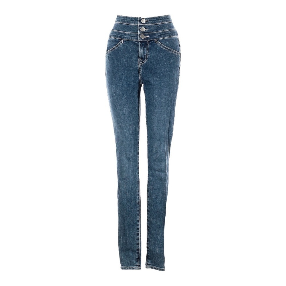 J Brand Annelie High Rise 3 Button Skinny Jeans Womens 24 Blue Stretch Denim